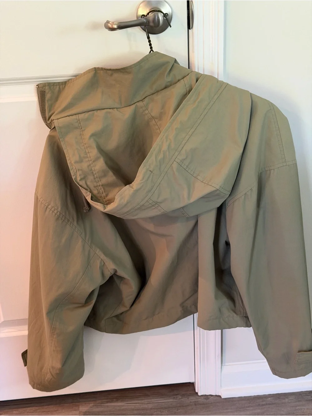 Abercrombie Olive Utility Hooded Cropped Jacket Sz L - Picture 4 of 7